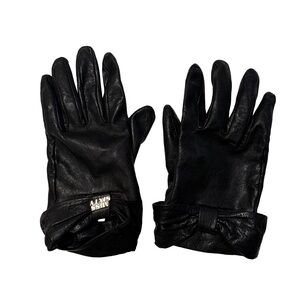 Miss Sixty Black Leather Gloves with Bows